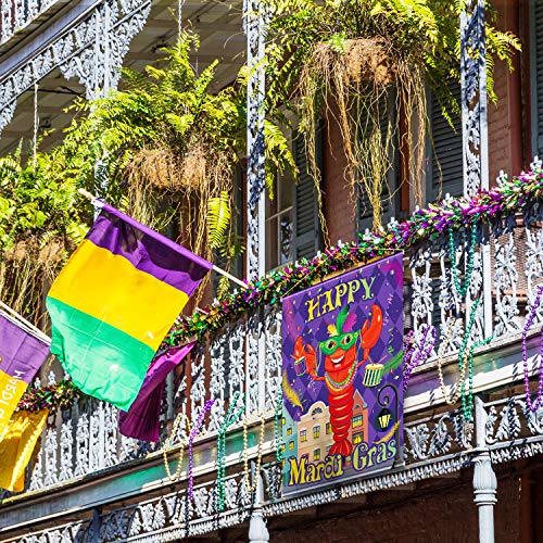 Mardi Gras Door Banner, Mardi Gras House Flag 18.5 x 12.59 Inch(47x32 cm), Mask Welcome Banner for Maridi Gras Decoration Mardi Gras Garden Flag Masquerade Party Mask Beads Holiday