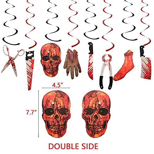 Halloween Bloody Weapons Hanging Swirl Decorations, Pre-Assembled Bloody Garland Banner, Have a Killer Birthday & Friday the 13th Birthday Party Decorations, Halloween Horror Zombie Vampire Party Supplies - 22pcs