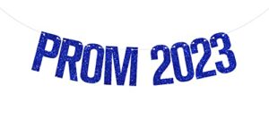 prom 2023 banner, prom night decor, class of 2023 bunting garland, 2023 graduation party decorations blue glitter