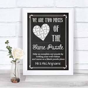 chalkboard style puzzle guest book vintage personalized wedding sign