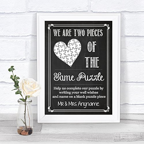 Chalkboard Style Puzzle Guest Book Vintage Personalized Wedding Sign