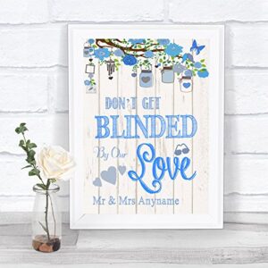 blue rustic wood effect don’t be blinded sunglasses personalized wedding sign