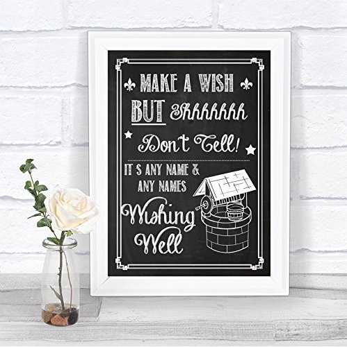 Chalkboard Style Wishing Well Vintage Personalized Wedding Sign