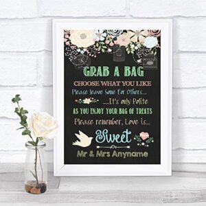 shabby chic pretty chalkboard style love is sweet candy buffet personalized wedding sign