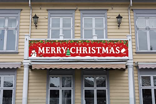 Large Merry Christmas Banner,Xmas Outdoor & Indoor Hanging Decor,Xmas Sign Huge Xmas Home Party Decoration (Christmas tree)