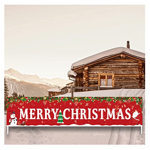 Large Merry Christmas Banner,Xmas Outdoor & Indoor Hanging Decor,Xmas Sign Huge Xmas Home Party Decoration (Christmas tree)