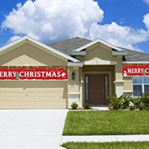 Large Merry Christmas Banner,Xmas Outdoor & Indoor Hanging Decor,Xmas Sign Huge Xmas Home Party Decoration (Christmas tree)