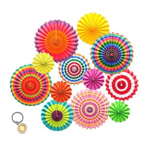 mandala crafts fiesta party decoration hanging paper fan set for mexican themed party cinco de mayo birthday taco night pack of 12