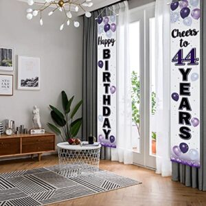 LASKYER Happy 44th Birthday Purple Door Banner - Cheers to 44 Years Old Birthday Front Door Porch Sign Backdrop,44th Birthday Party Decorations.