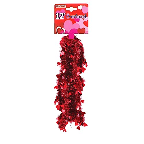 Valentines Day Garland Heart Tinsel, Pack of 3, 36 Feet Total