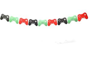 video game controller banner video game controller garland, video game party decorations, video game birthday, level up birthday (green red black)