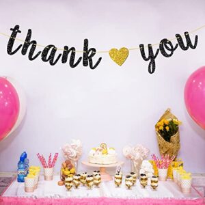 Black Glitter Thank You Banner - Engaged - Wedding - Bridal Shower Bunting Thanksgiving Photo Booth Props