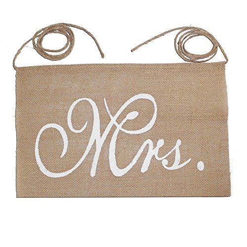 Koker Mr and Mrs Burlap Banner Chair Signs Garland for Vintage Rustic Wedding, Bridal Shower, Engagement Party Decorations, 2pcs