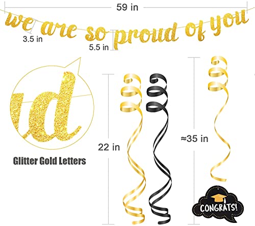 Graduation Party Decorations 2023, 31PCS Graduation Party Supplies Graduation Stuff Hanging Swirls Ceiling Decor And String Graduation Banner for Elementary 8th Grade High School College Black And Gold Class Of 2023 Congrats Decorations Grad Decor (Gradua