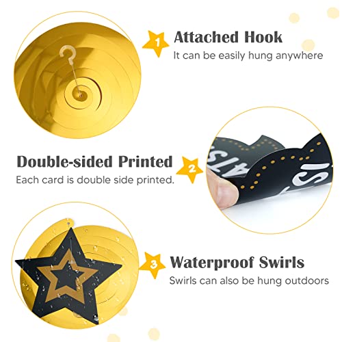 Graduation Party Decorations 2023, 31PCS Graduation Party Supplies Graduation Stuff Hanging Swirls Ceiling Decor And String Graduation Banner for Elementary 8th Grade High School College Black And Gold Class Of 2023 Congrats Decorations Grad Decor (Gradua