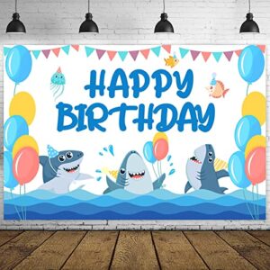shark party decorations happy birthday banner shark party supplies animal fish shark themed under the sea decor for baby shower boys 1st birthday party decorations backdrop favors photo booth props