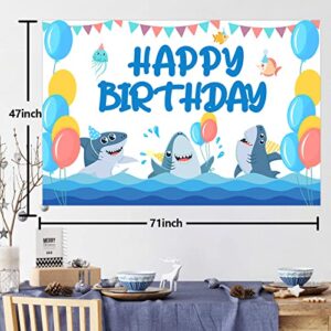 Shark Party Decorations Happy Birthday Banner Shark Party Supplies Animal Fish Shark Themed Under The Sea Decor for Baby Shower Boys 1st Birthday Party Decorations Backdrop Favors Photo Booth Props