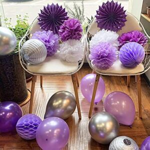 40th Birthday Party Decorations for Women Purple Silver Happy Birthday Banner Latex Balloons 40th Birthday Party Supplies/Purple 40th Birthday Decorations for Women