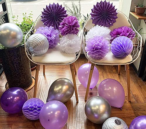 40th Birthday Party Decorations for Women Purple Silver Happy Birthday Banner Latex Balloons 40th Birthday Party Supplies/Purple 40th Birthday Decorations for Women