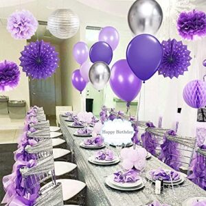 40th Birthday Party Decorations for Women Purple Silver Happy Birthday Banner Latex Balloons 40th Birthday Party Supplies/Purple 40th Birthday Decorations for Women