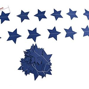 Furuix Outer Space Baby Shower Decorations 2pcs Mini Navy Blue Paper Star Garland Star String for Hanging Décor Wedding Party Decoration Outer Space Decor Birthday Decorations