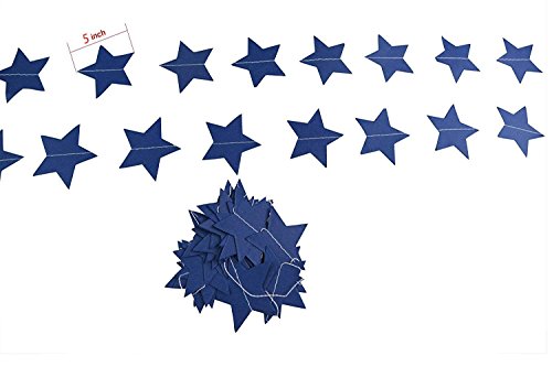 Furuix Outer Space Baby Shower Decorations 2pcs Mini Navy Blue Paper Star Garland Star String for Hanging Décor Wedding Party Decoration Outer Space Decor Birthday Decorations