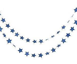 Furuix Outer Space Baby Shower Decorations 2pcs Mini Navy Blue Paper Star Garland Star String for Hanging Décor Wedding Party Decoration Outer Space Decor Birthday Decorations