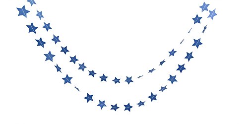 Furuix Outer Space Baby Shower Decorations 2pcs Mini Navy Blue Paper Star Garland Star String for Hanging Décor Wedding Party Decoration Outer Space Decor Birthday Decorations