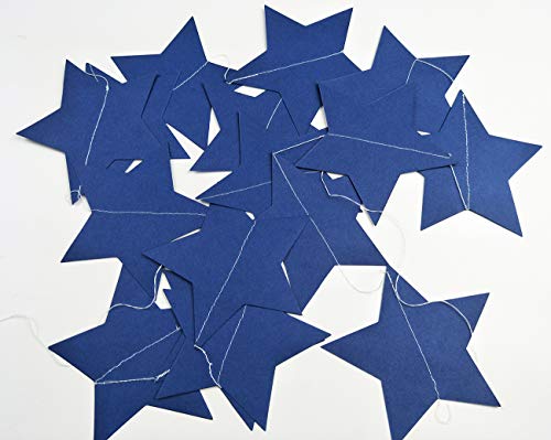 Furuix Outer Space Baby Shower Decorations 2pcs Mini Navy Blue Paper Star Garland Star String for Hanging Décor Wedding Party Decoration Outer Space Decor Birthday Decorations