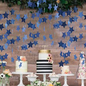 Furuix Outer Space Baby Shower Decorations 2pcs Mini Navy Blue Paper Star Garland Star String for Hanging Décor Wedding Party Decoration Outer Space Decor Birthday Decorations