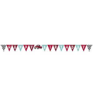creative converting vintage red truck banner, 1 ct, 66″ x 6″