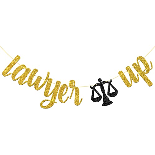 MonMon & Craft Lawyer Up Banner / Law Graduate Party Decor / Congrats Lawyer Graduation Activities / Law School Graduation Party Decorations Gold Glitter