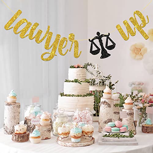 MonMon & Craft Lawyer Up Banner / Law Graduate Party Decor / Congrats Lawyer Graduation Activities / Law School Graduation Party Decorations Gold Glitter