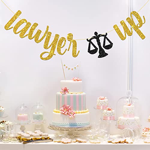 MonMon & Craft Lawyer Up Banner / Law Graduate Party Decor / Congrats Lawyer Graduation Activities / Law School Graduation Party Decorations Gold Glitter