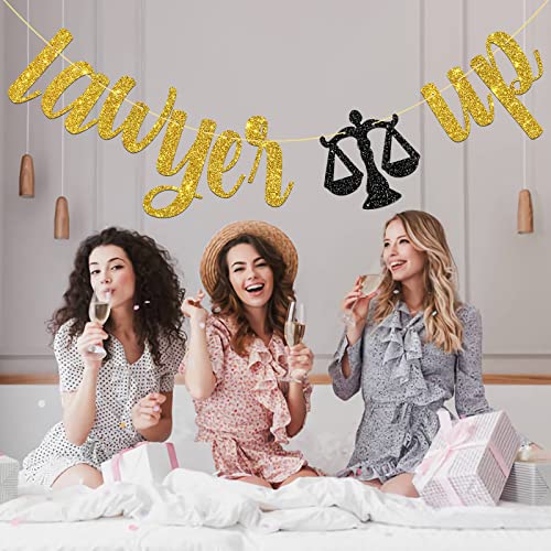 MonMon & Craft Lawyer Up Banner / Law Graduate Party Decor / Congrats Lawyer Graduation Activities / Law School Graduation Party Decorations Gold Glitter