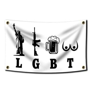 liberty guns beer tittes flag funny poster durable man cave wall 3×5 feet flag with brass grommets this beautiful entertaining banner flag for college dorm room decor,outdoor,parties gifts, travel, filming, events, festivals.. (four buttons)