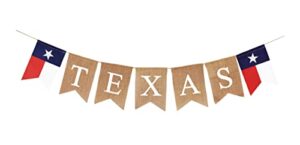 mandala crafts burlap texas banner for texas themed party supplies – jute texas lone star state flag tx pennant for garden fence fireplace mantel classroom