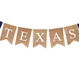 Mandala Crafts Burlap Texas Banner for Texas Themed Party Supplies - Jute Texas Lone Star State Flag TX Pennant for Garden Fence Fireplace Mantel Classroom