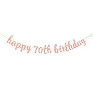 innoru glitter happy 70th birthday banner – 70 af sign banner – cheers to 70 years birthday party bunting decorations rose gold