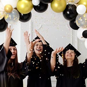 MOMOHOO Black and Gold Balloons Garland - 100Pcs 12/10/5" Gold Black White Balloons Confetti Balloons, New Year Balloons Graduation Balloons Latex Balloon for Graduation, Metallic Gold Birthday Ballon