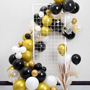 MOMOHOO Black and Gold Balloons Garland - 100Pcs 12/10/5" Gold Black White Balloons Confetti Balloons, New Year Balloons Graduation Balloons Latex Balloon for Graduation, Metallic Gold Birthday Ballon