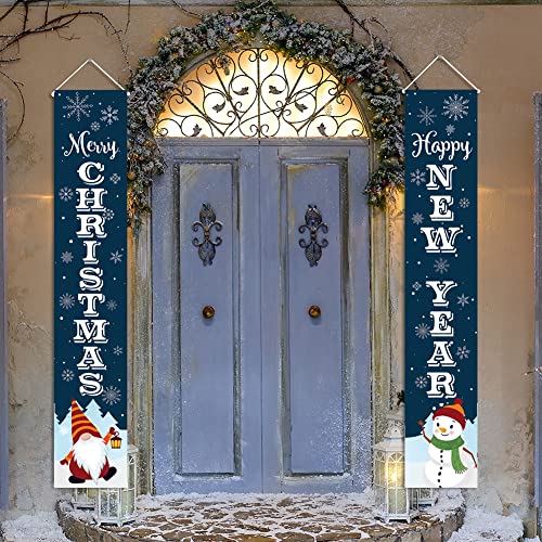 Kmuysl Christmas Decorations Outdoor - Xmas Decoration Banner -Extra Large Size 71"x12" Hanging Merry Christmas Happy New Year Door Porch Sign for Indoor Outside Yard Garden Party Wall Decor