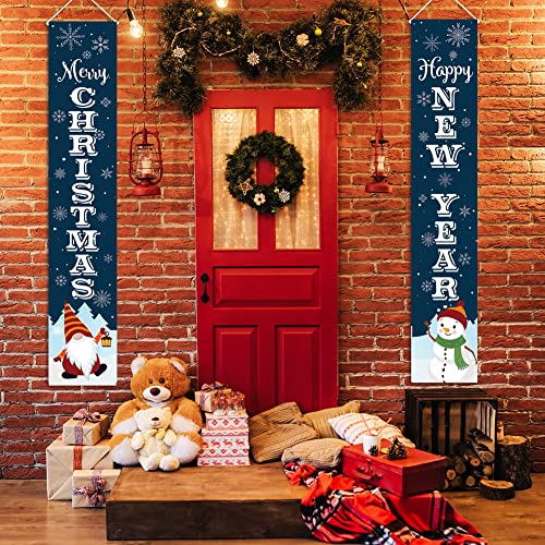 Kmuysl Christmas Decorations Outdoor - Xmas Decoration Banner -Extra Large Size 71"x12" Hanging Merry Christmas Happy New Year Door Porch Sign for Indoor Outside Yard Garden Party Wall Decor