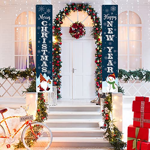 Kmuysl Christmas Decorations Outdoor - Xmas Decoration Banner -Extra Large Size 71"x12" Hanging Merry Christmas Happy New Year Door Porch Sign for Indoor Outside Yard Garden Party Wall Decor