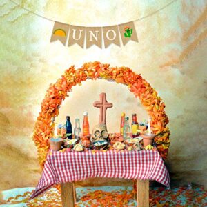 Rainlemon UNO High Chair Banner Mexican Cinco De Mayo Jute Burlap Taco Cactus Baby 1st Birthday Party Fiesta Decoration