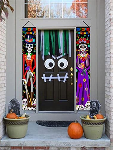 Day of The Dead Decorations Dia De Los Muertos Decor Mexican Fiesta Sugar Skull Flowers Deocrations Hanging Wall Door Banner for Indoor Outdoor