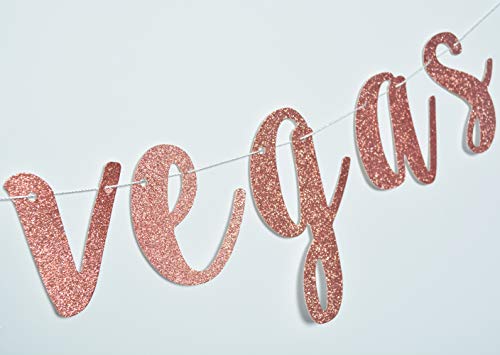 She Said Yes We Said Vegas Banner for Las Vegas Bachelorette Bridal Party Decorations Pre-strung Garland (Rose Gold Glitter)