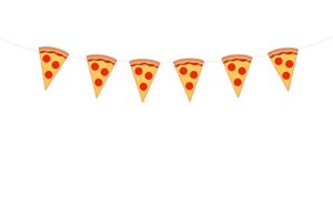 crafty cue 4.5″ tall pizza banner, pizza garland, pizza party decorations