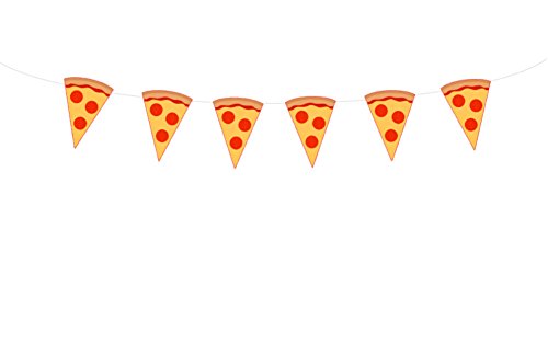 Crafty Cue 4.5" Tall Pizza Banner, Pizza Garland, Pizza Party Decorations