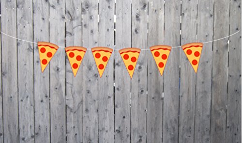 Crafty Cue 4.5" Tall Pizza Banner, Pizza Garland, Pizza Party Decorations